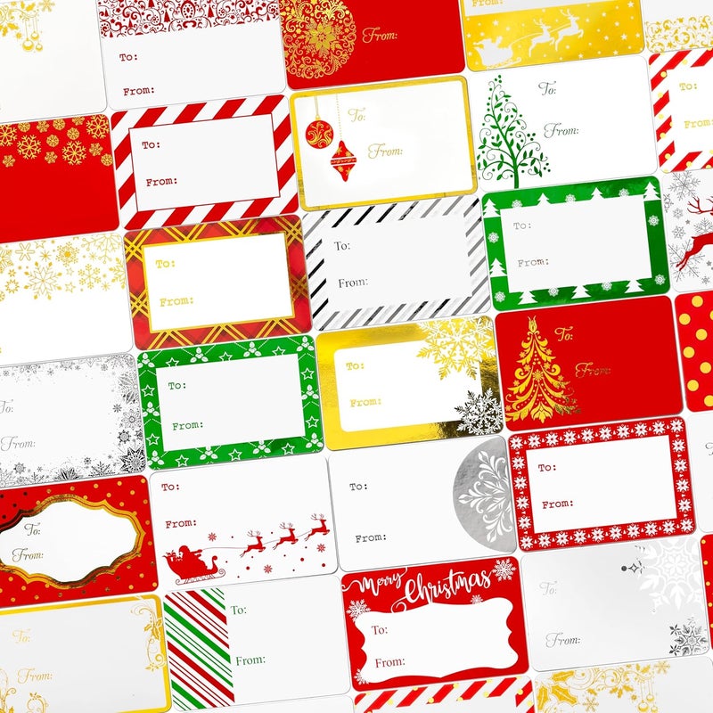 Solpla 160 Pack Christmas Name Tag Stickers Present with Gold & Silver Foil, 3"x2" 32 Assorted Patterns of to from Christmas Labels Gift for Kids, Adults, Family, Friends, and Business. - Image 1